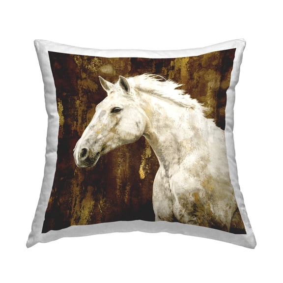 Stupell Industries White Stallion Horse Wildlife Animal Portrait Design by Melonie Miller Throw Pillow