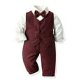thumbnail image 2 of KAUOD Boys 2 Piece Cotton Vest Set Sleeveless Button Front Tank Top+collar Shirt and Wide Leg Pants Kids Uniform Clothes, 2 of 8
