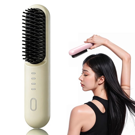 Go Brush Pro for Short Hair - 2026 Upgraded Cordless Straightening Brush with 30s Fast Heat,4 Temperature Settings,Ionic & Ceramic Care,5000mAh Type-C Rechargeable for Frizz-Free Styling