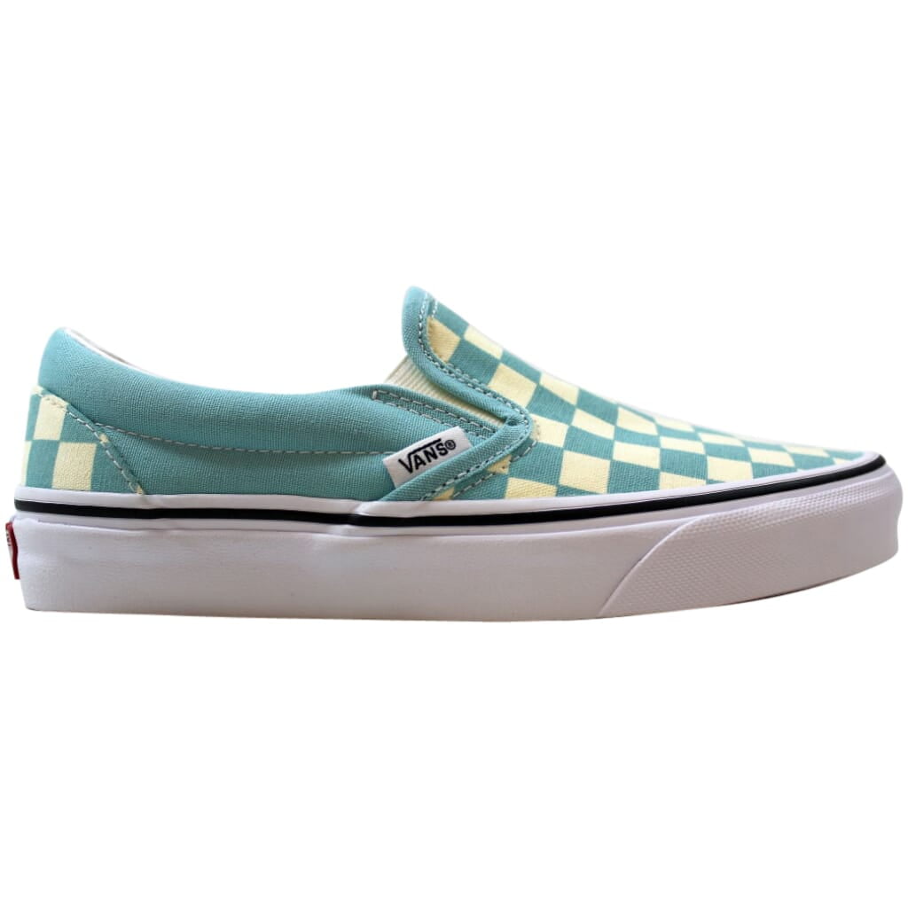 vans slip on checkerboard aqua haze white