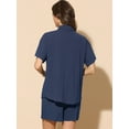 thumbnail image 3 of DARING DIVA 2 Pcs Women's Cotton Button Down Shirt Lounge Beach Short Sets XL Dark Blue, 3 of 6