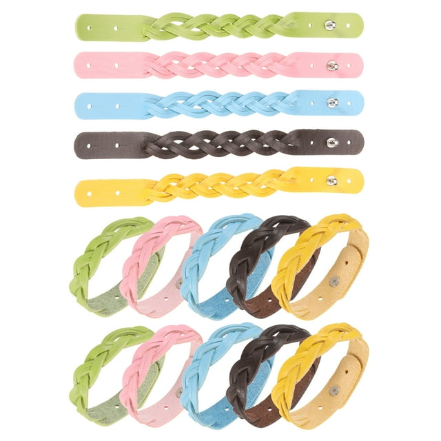 Uxcell 15 Pcs Pulseras de Cuero Lisas Pulseras de Cuero Trenzadas con Broche Ajustable Cuffs de Muñeca en Blanco para Manualidades Joyería para Hombres Mujeres, Colores Mixtos