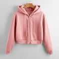 thumbnail image 3 of YOTMKGDO Zip Up Hoodie Women Essentials Hoodie Womens Sweatshirt Women Casual Solid Long Sleeve Zipper Hooded Sweatshirt Tops Womens Fall Fashion 2023 Womens Long Sleeve Tops, Pink+L, 3 of 7