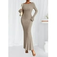 thumbnail image 2 of PRETTYGARDEN Women's Fall Fashion Long Sleeve Maxi Dress Ribbed Knit Boat Neck Bodycon Casual Dresses Going Out Outfits, 2 of 8