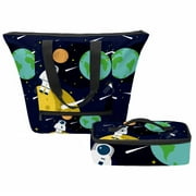 OWNFEELING Galaxy Planet Astronaur Earth Stars Water-Repellent Pattern Crossbody Bag with Aluminum Film Interior, Heat Preservation, 900D Encrypted Oxford Cloth