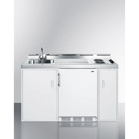 60  Wide All-In-One Kitchenette  White  Glass Cooktop