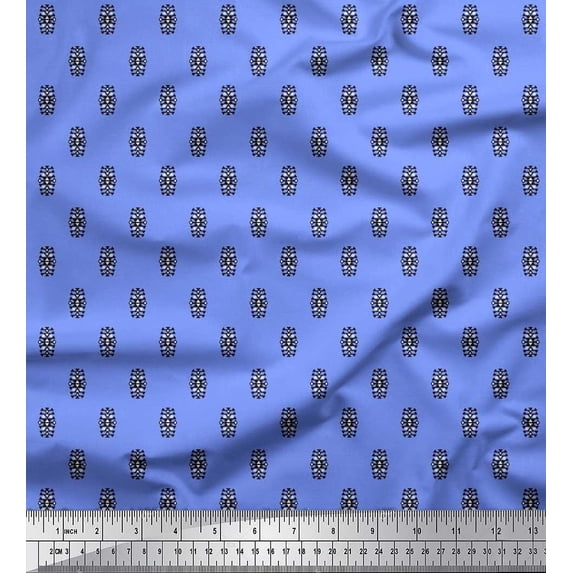 Soimoi Cotton Cambric Fabric Ikat Small Motif Shirting Decor Fabric Printed Yard 42 Inch Wide