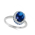 thumbnail image 4 of CHOOSE YOUR COLOR Oval Blue Simulated Sapphire Sideways Halo Ring .925 Sterling Silver Band CZ Female Size 6, 4 of 4