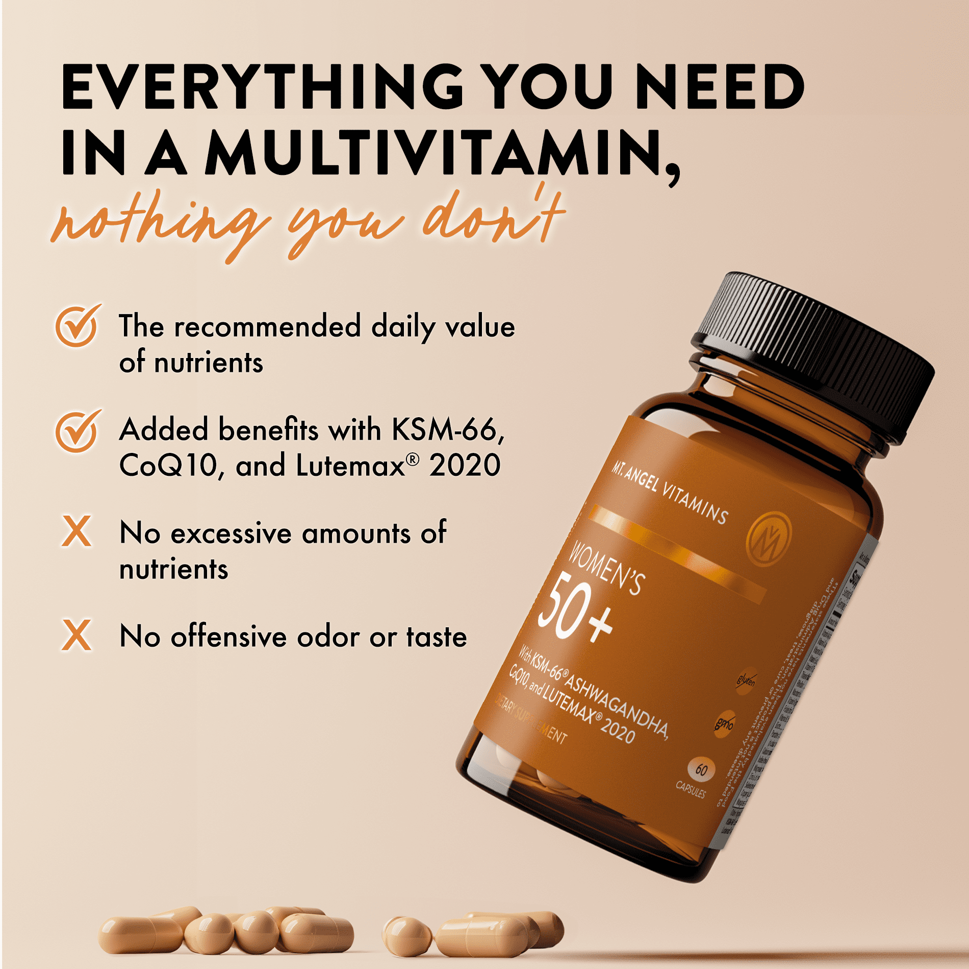 Mt. Angel Vitamins - Women's 50+ Multivitamin - 60 Capsules