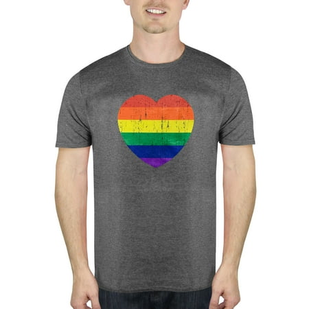 - Valentines Pride love rainbow heart men's graphic t-shirt