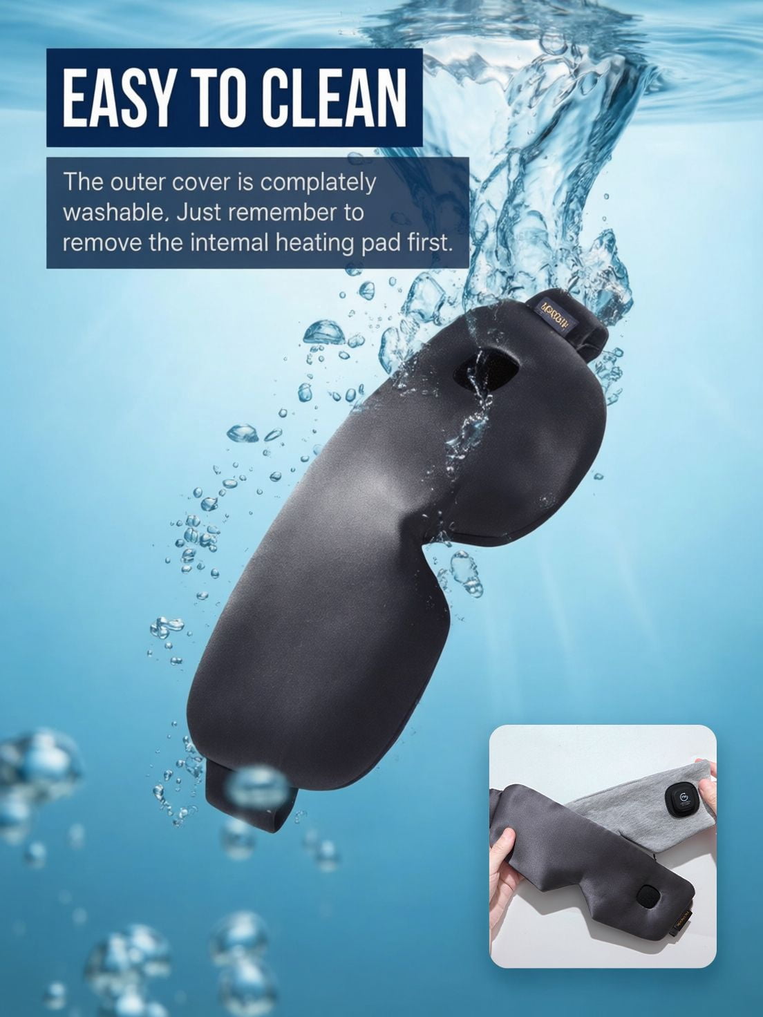 FACEMOON Warm Silk Eye Mask for Dry Eyes Comfort Cordless Rechargeable Moist Heat Therapy Blue