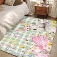 thumbnail image 5 of Sage Green Easter Area Rugs Collection 4'x6', Spring Easter Bunny Eggs Floral Plaid Non Slip Indoor Rectangle Throw Runner Rug Floor Mat Carpet for Living Room Dining Table Bedroom Nursery, 5 of 9