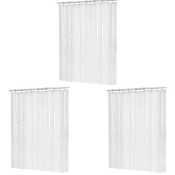 3 Piezas 180cmx180cm Cortina de Ducha Impermeable de Plástico Peva Transparente Blanco Claro Cortina de Baño Cortina de Baño de Lujo con Ganchos