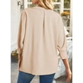 thumbnail image 4 of Women Blouses Dressy Casual V Neck 3/4 Length Sleeve Womens Tops with Smocked Cuffs L, 4 of 6
