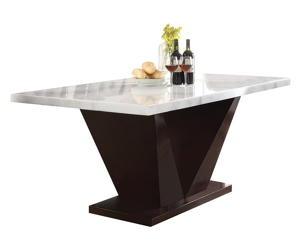 acme forbes white marble dining table