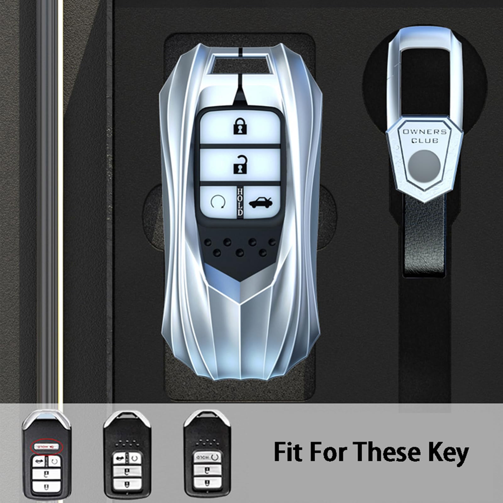 Zinc Alloy Smart Remote Car Key Fob Case Holder Cover Shell Compatible for Honda Accord Civic CR-V CRV Pilot Passport Insight EX EX-L