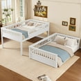 thumbnail image 5 of Bellemave Full Over Full Bunk Bed, Wood Bunk Bed Frame with 21.7" High Guardrail, Converts to 2 Individual Beds, Space Saving Floor Bunk Beds Design for Teen Adults, White, 5 of 7