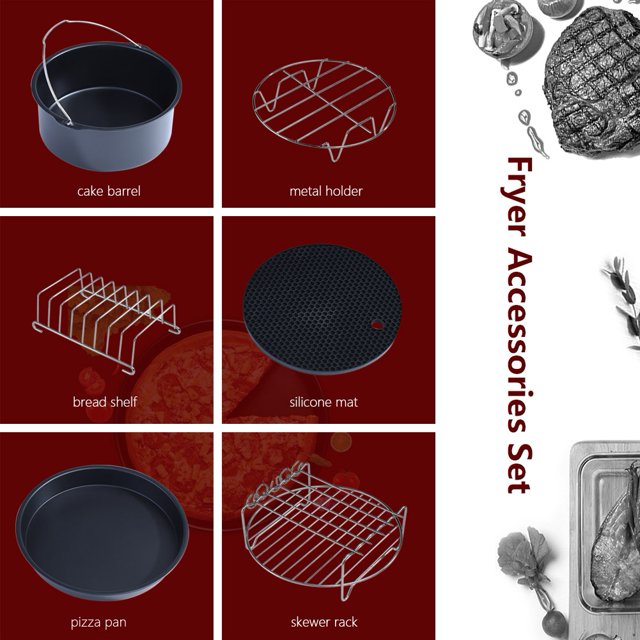 Juego de accesorios para freidora, 6 en 1, accesorios multifuncionales para freidora de aire, Kit de accesorios para freidora de aire de grado profesional