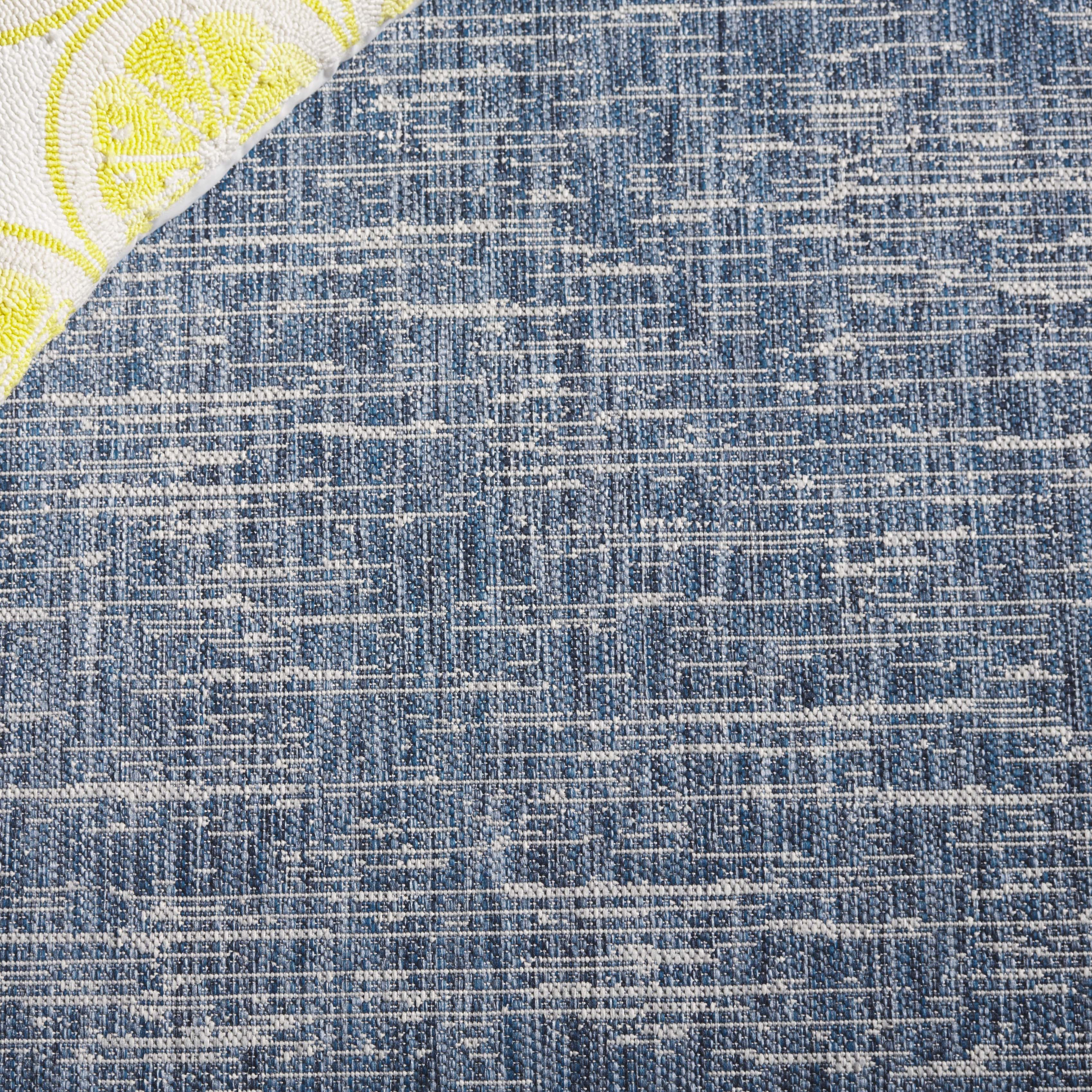 SAFAVIEH Courtyard Galen Striped Indoor/Outdoor Area Rug, Navy/Grey, 8' x 11'