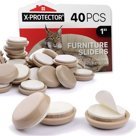 X-PROTECTOR Chair Sliders for Carpet - 40 PCS 1” Furniture Sliders - Move Furniture Easily