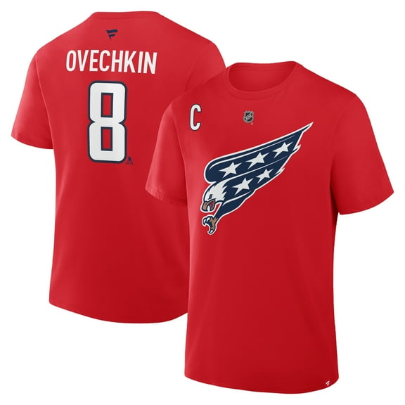 Men's Fanatics Alexander Ovechkin Red Washington Capitals Authentic Stack Name & Number T-Shirt