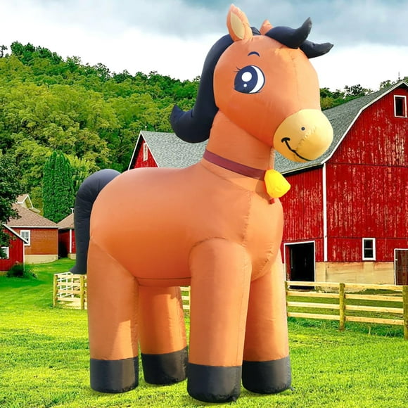 Decoración navideña inflable DomKom, 183 cm, diseño de caballo, LED