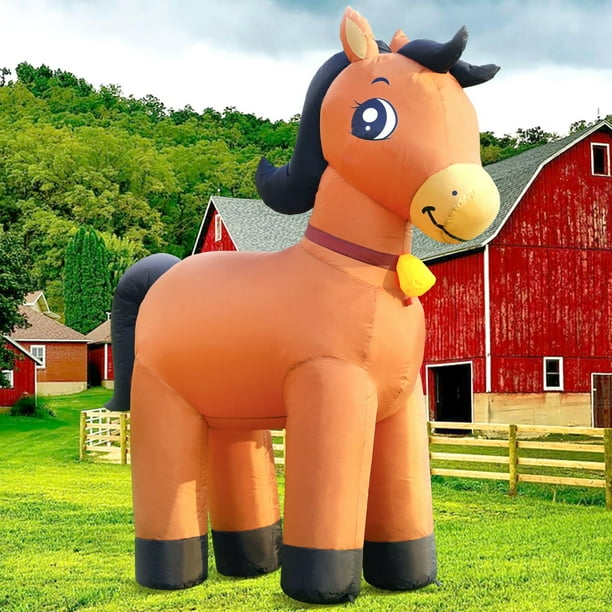 Decoración navideña inflable DomKom, 183 cm, diseño de caballo, LED