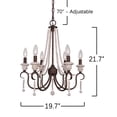 thumbnail image 4 of Cusp Barn Farmhouse Chandelier French Country 6 Candle Light Wood Bead Pendant Light for Dining Room, Bedroom(Rusty), 4 of 7