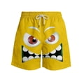 thumbnail image 4 of FINALGANG Boys Kids Funny Face Print Beach Shorts Elastic Waist Drawstring Closure Loose Fit Shorts For Summer Outdoor Play Daily Wear Yellow 11-12 Years, 4 of 4