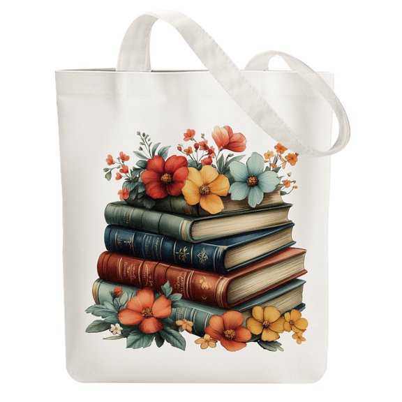 1pc Canvas Women's Tote Bags with Handle Shoulder Bags for Shopping Rectangle Flower 38x40cm