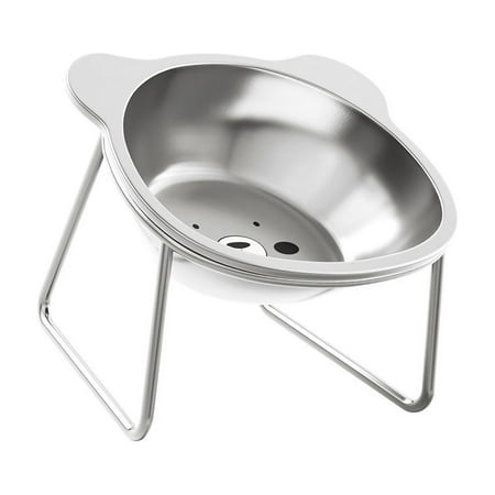 Elevated Cats Bowl Raised Stainless Steel Cats Bowl with Antis Slip Metal Stand Beard Friendly Water Dishes