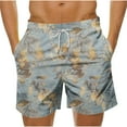 thumbnail image 2 of Men's Shorts Casual Shorts Men Gym Mens Work Shorts Men's Fashion Casual Hawaiian Leaf Print Shorts Casual Print Swim Shorts Blue M, 2 of 5