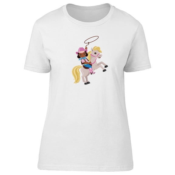 Cowgirl Riding Horse With Lasso T-Shirt Women -Image by Shutterstock, Female Small