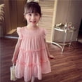 thumbnail image 5 of SYNPOS Girl's Summer Dress Flared Sleeve Loose Fit Swiss Dots Flowy Pleated Dress 1-5 Years, 5 of 11