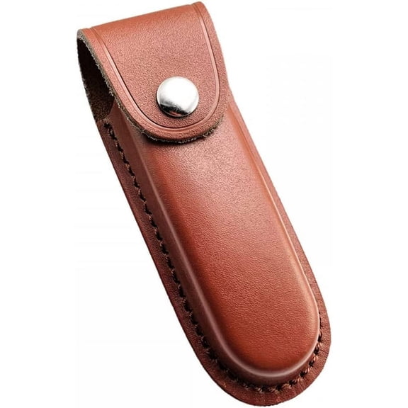 Pocket Knife Sheath, Folding Knife Case Leather Knife Holster W/Snap Closure Belt Loop for 5" Folding Pocket Knife(Without Knife)