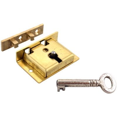 Small Brass Half Mortise Chest or Box Lock w/Two Skeleton Keys | S-8 (2K)