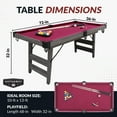 thumbnail image 2 of Hathaway 6-ft Pendleton Portable Pool Table, 72-in l x 36-in w, driftwood finish with burgundy felt, 2 of 7