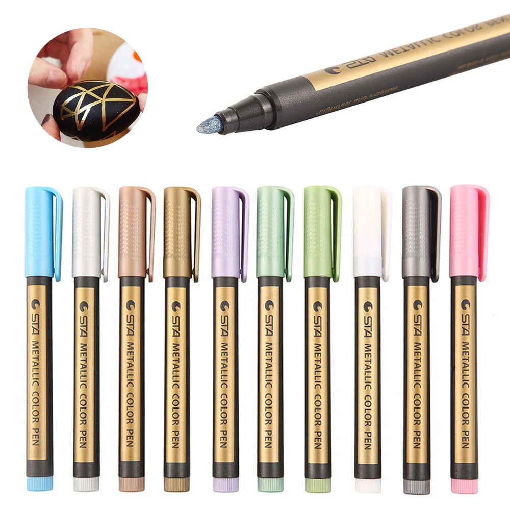 10Colour Metallic Paint Pen Marker for Glass Painting Ceramic Porcelain Rock DIY 10Colour Metallic Paint Pen Marker for Glass Painting Ceramic Porcelain Rock DIY