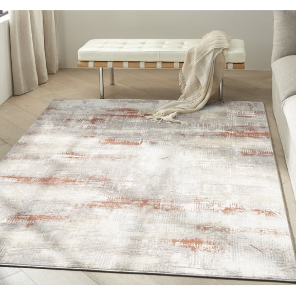 Calvin Klein Ck950 Rush Abstract Ivory/Multi 5'3" x 7'3" Area Rug, (5x7)