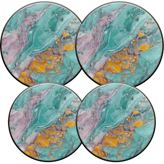 Electric Stove Burner Covers,4 Pcs Round Gas Burner Cover,8 and 10 Inch,Abstract Marble - like Artwork in Teal Tones