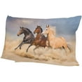 thumbnail image 6 of Horses Velvet Oblong Lumbar Plush Throw Pillow Cover/Shams Cushion Case - 20x36in - Decorative Invisible Zipper Design for Couch Sofa Pillowcase Only, 6 of 7