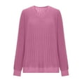 thumbnail image 4 of TKLPEHG Fall Fashion 2025 Long Sleeve Shirts for Women Ribbed Knit V Neck Dressy Casual Sweaters Tunic Tops Solid Color Comfy Pullover (Pink,L), 4 of 8