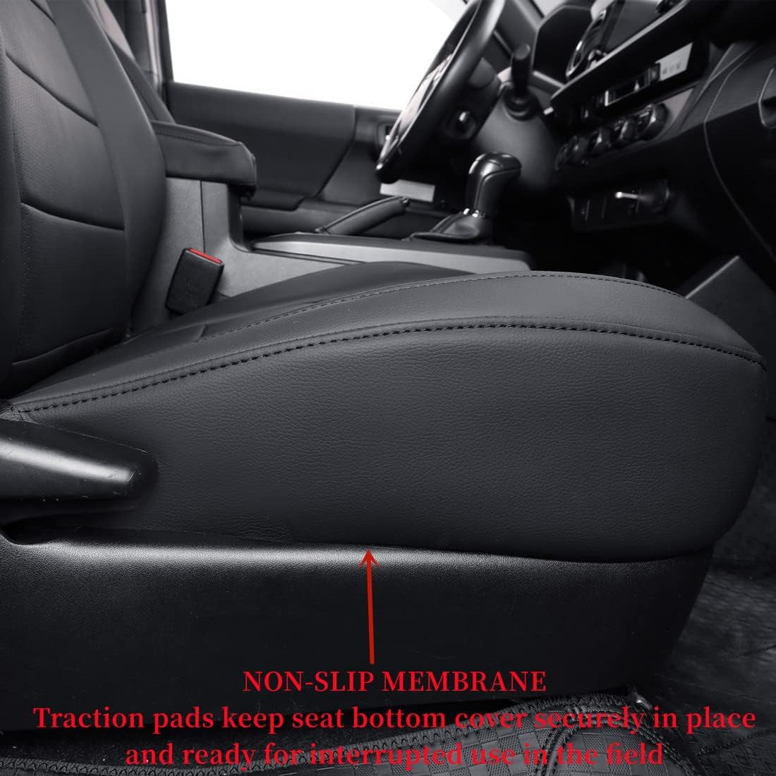 coverdream 2nd Gen Tacoma Seat Covers Custom Fit for 2012-2015 Toyota Tacoma Double Cab/Crew Cab Base (Regular Seats) - Breathable Leather Auto Seat Covers (Full Set,Black)
