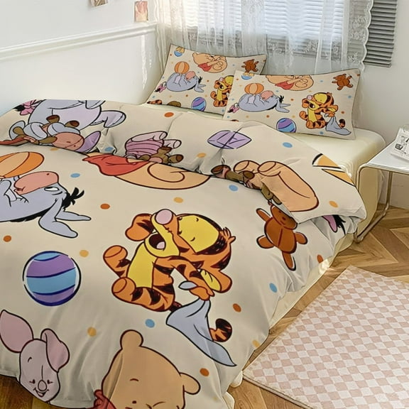 Winnie The Pooh 3-piece King bedding set, soft and skin-friendly for girls