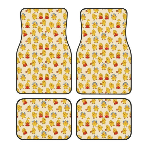 Balery Cute Chicken Juego de 4 Alfombrillas para Auto, Revestimientos de Caucho Resistente, Diseño Antideslizante