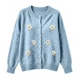 thumbnail image 4 of WCJM Women's Cardigan Sweaters Long Sleeve Button Front Crewneck Knit Casual Winter Outwear (Sky Blue,3XL), 4 of 5