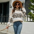 thumbnail image 4 of Vedolay Womens Sweaters Womens 2023 Trendy Fall Fashion Sweaters Knit Ribbed Stripe Pullover Top,Beige XL, 4 of 5