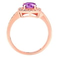 thumbnail image 2 of 1.335 ct Round Cut Simulated Alexandrite Solitaire with Simulated Diamond Accents 18K Rose Gold Womens Engagement Ring, 2 of 4