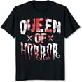 thumbnail image 2 of 100% Cotton Queen Of Horror Halloween Shirt Women Black T-Shirt Spooky Graphic Tee For Horror Fans Costume Party Wear, 2 of 5