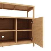 GDF Studio Bamboo Sideboard Storage Cabinet with 2 Doors and Open Shelves, Natural